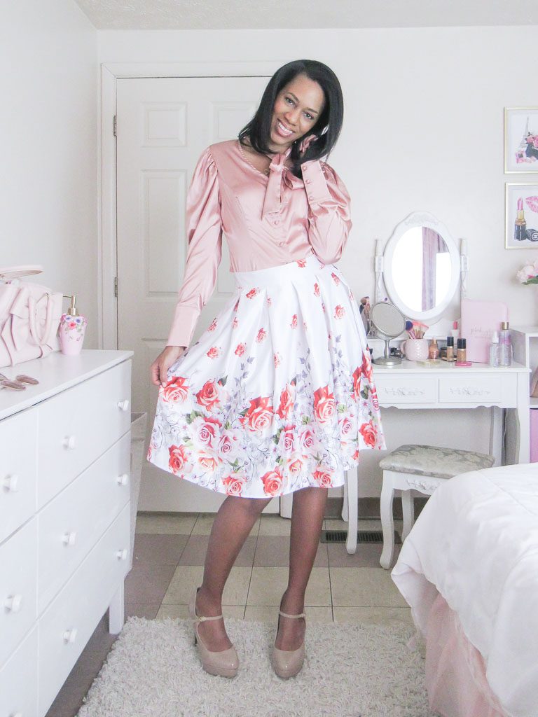 Rose Skirt Valentines Day Outfit Idea