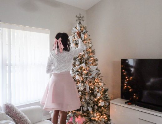 Homemaker decorating christmas tree